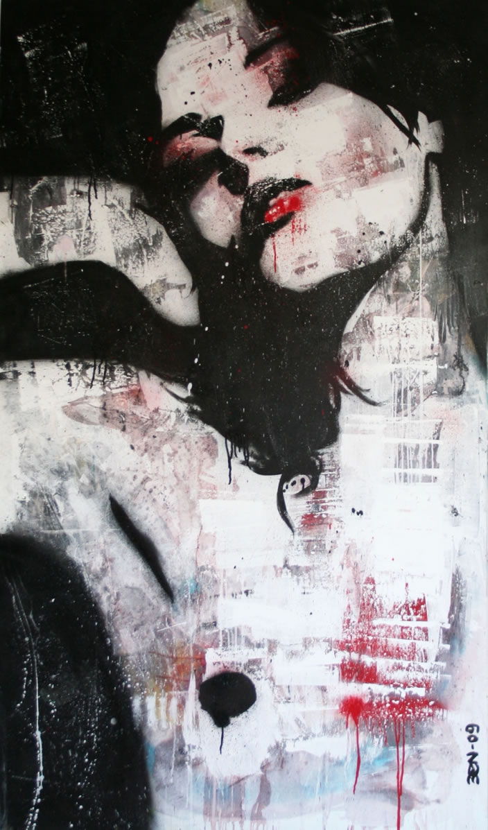 Sleepy, 2009, Enamel and acrylic on canvas, 120 x 200 xm