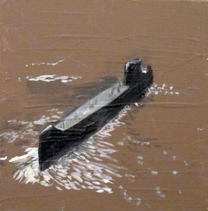 Submarine, 2012, Emulsion & oil on canvas, 31 x 31 cm