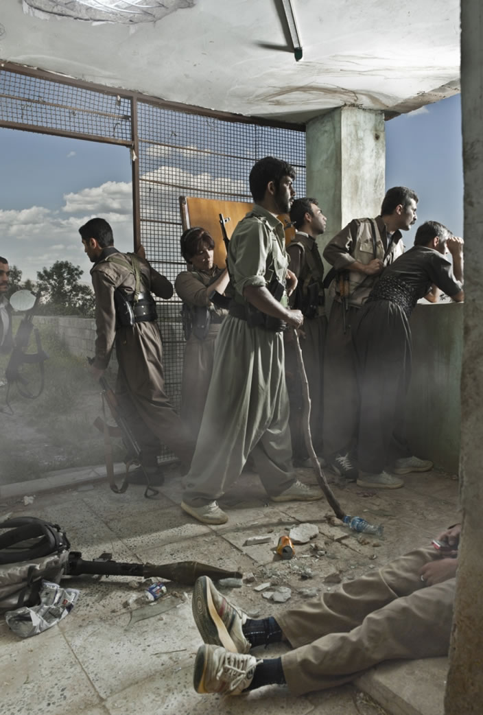 Theater of War, photographs with a group of Iranian-Kurdish guerilla fighters, Lambda print, 115 x 170 cm, Iraq, 2011-2012