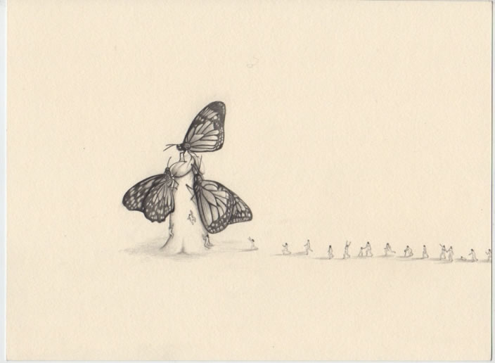 Emi Miyashita, Daydream 4 (Butterflies), 2010, Pencil on paper, 19 x 25.5 cm