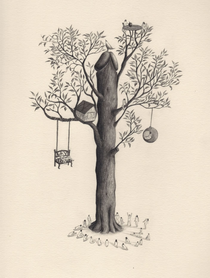 Emi Miyashita, Tree of Life, 2011, Pencil on paper, 25 x 32 cm 
