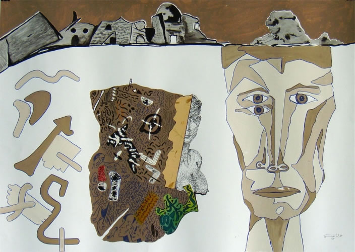 Untitled, 2009, Mixed media on paper, 70 x 100 cm