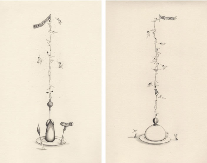 Emi Miyashita, Breast Circus 03, 2011, Pencil on paper, 35 x 25 cm 