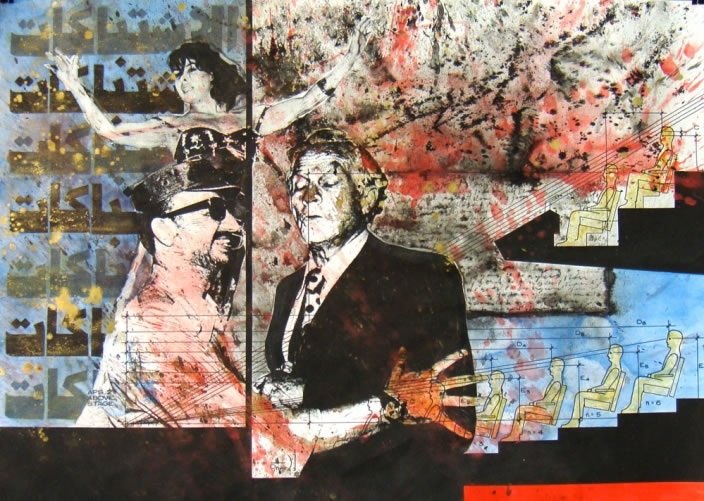 Alfred Tarazi, Hishik Bishik, 2009, Mixed media on paper, 70 x 100 cm