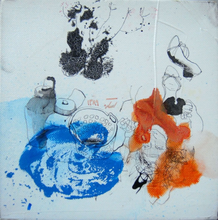 Asareh Akkasheh, Untitled, 2010, Acrylic and ink on canvas, 20 x 20 cm