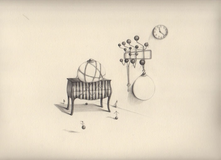 Emi Miyashita, Daydream 1 (Furnitures), 2010, Pencil on paper, 35.6 x 25.5 cm