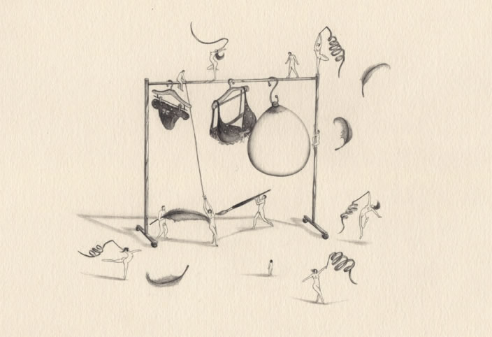 Emi Miyashita, Lingerie Shop, 2011, Pencil on paper, 26 x 22 cm 
