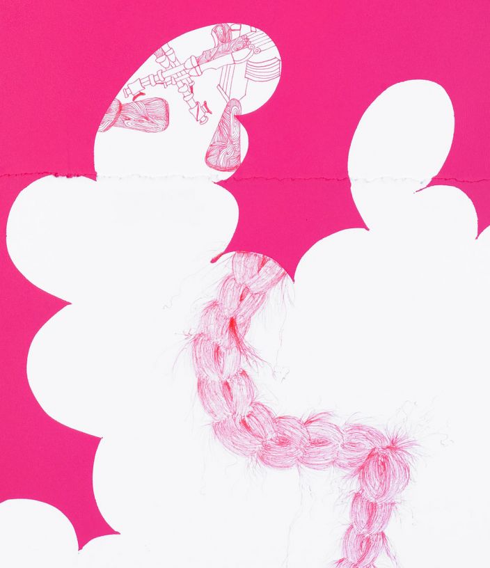 Hiba Kalache, Cotton Candy, and i told her she couldn't do it (Detail), 2008, Permanent ink and acrylic on paper, 150 x 160 cm