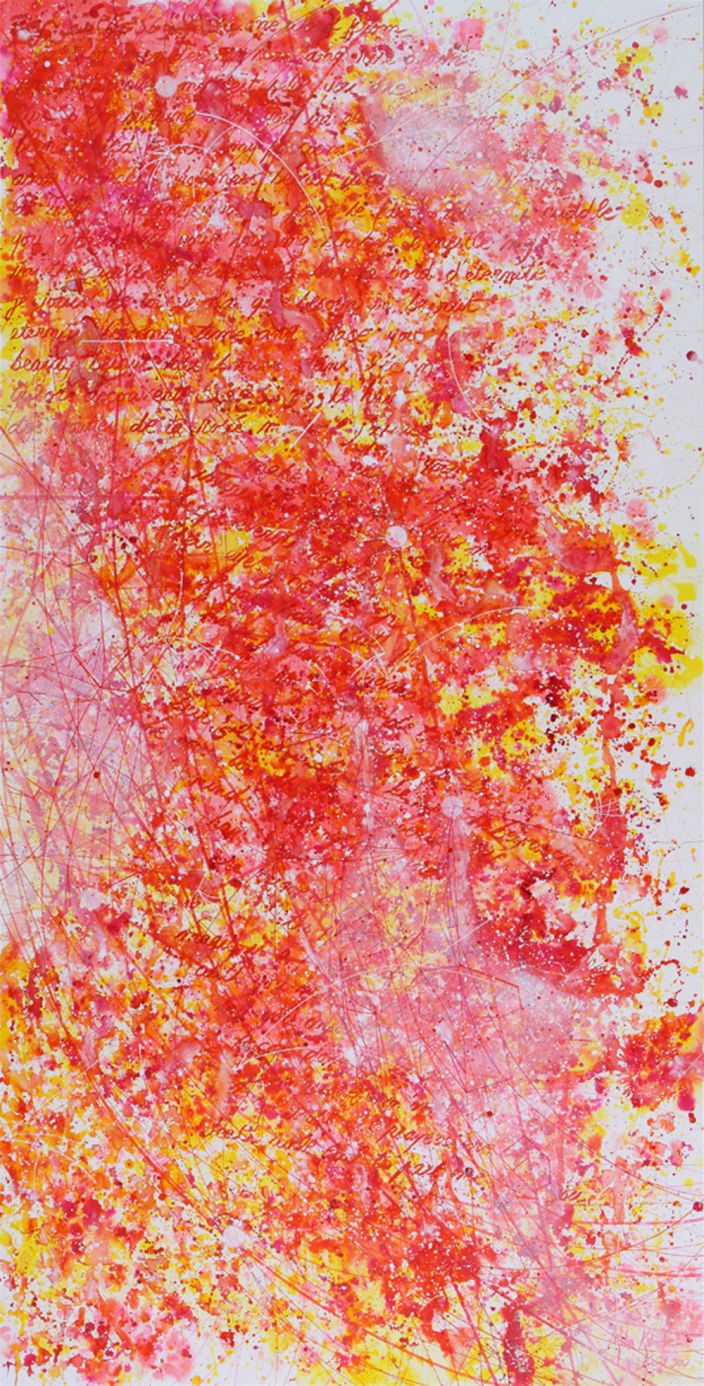 Hiba Kalache, I love you because… (Drawing 4), 2012, Ink, aquarelle & acrylic laquer on paper, 240 x 120 cm