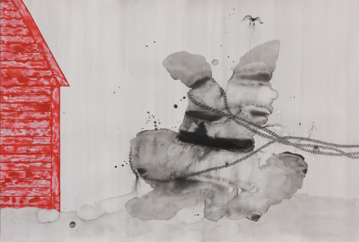 Pulled Forces (Diptych detail), 2012, Ink & aquarelle on paper, 75 x 110 cm