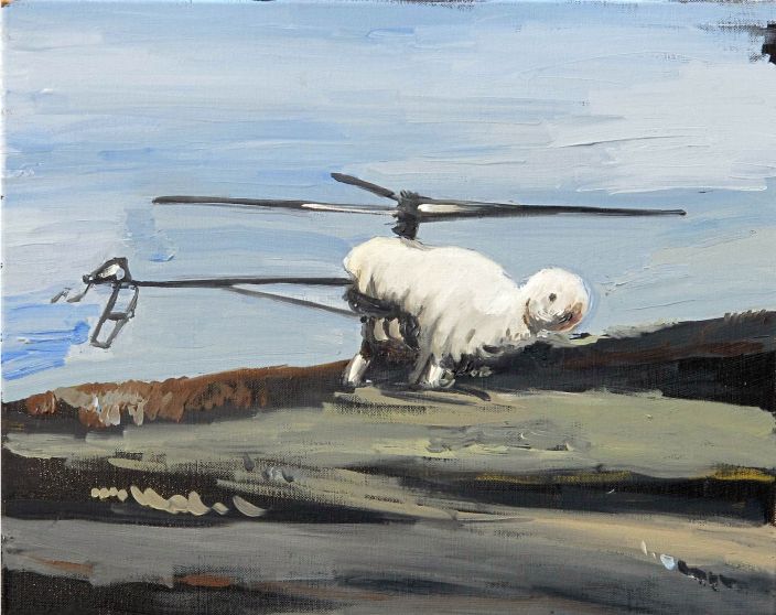 Helicopter disaster, 2013, Oil paint on canvas, 40 x 50 cm