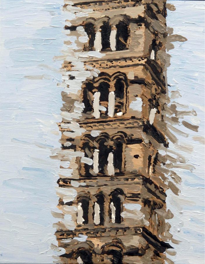 Tower blown away, 2013, Oil paint on canvas, 50 x 40 cm