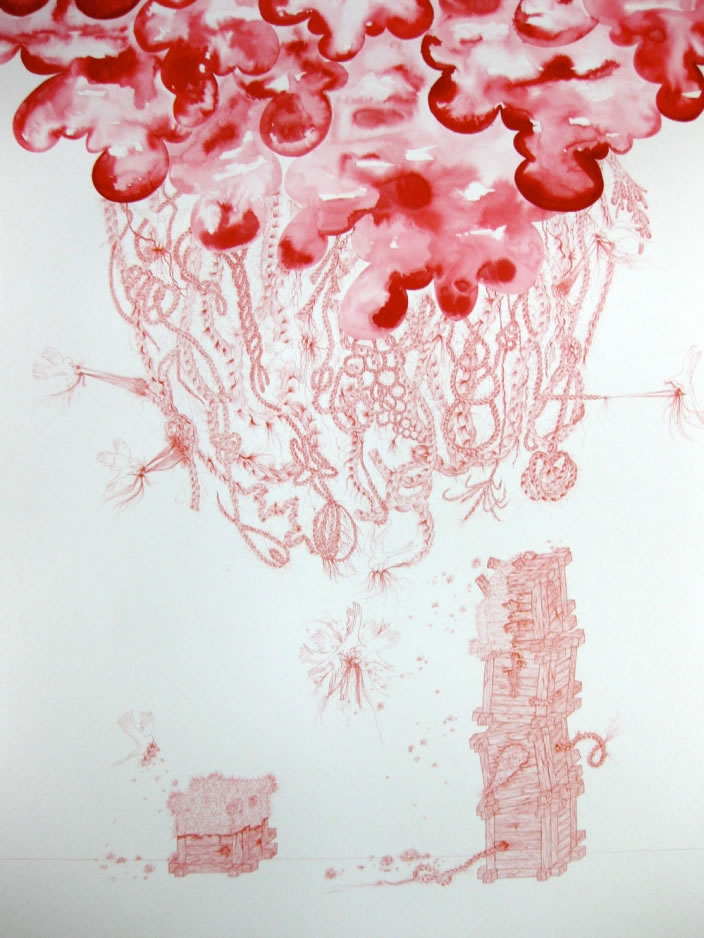 Hiba Kalache, Give & Take, 2010, Archival ink and aquarelle on paper, 75 x 100 cm